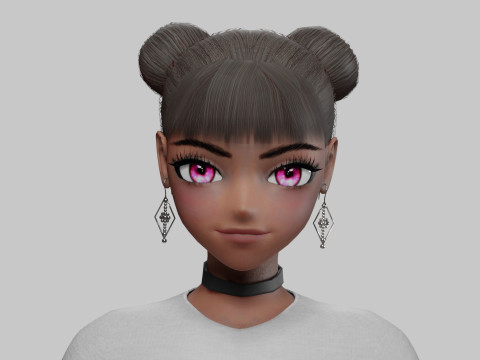 Cute black girl V24116 Model 3D