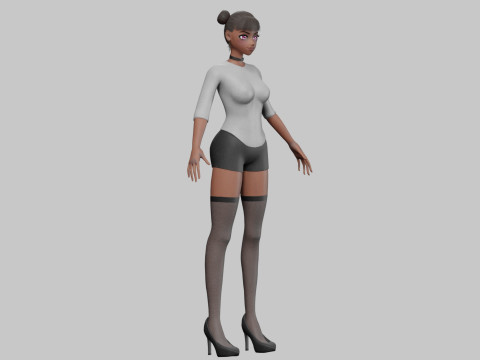 Cute black girl V24116 Model 3D