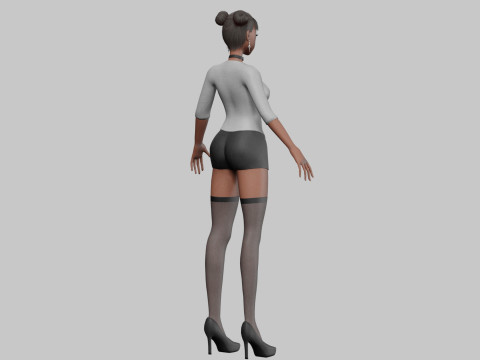 Cute black girl V24116 Model 3D