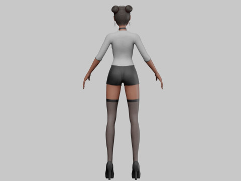 Cute black girl V24116 Model 3D