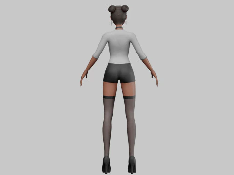 Cute black girl V24116 3D Model