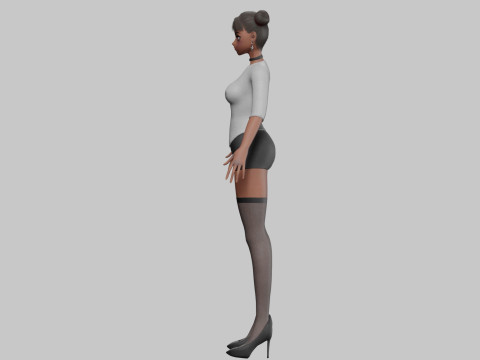 Cute black girl V24116 Model 3D