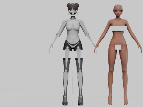 Cute black girl V24116 Model 3D