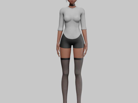 Cute black girl V24116 3D Model