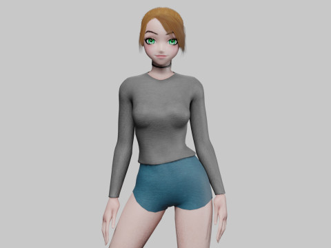 Cute classic girl V20080 Model 3D