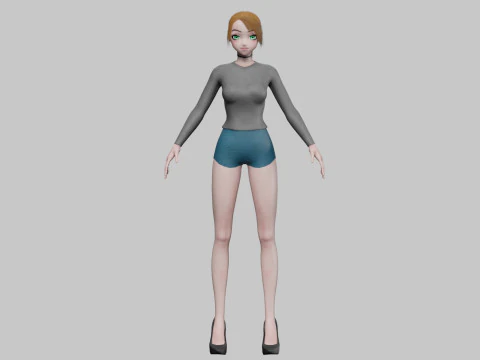 Cute classic girl V20080 3D Model