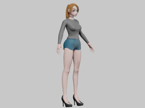 Cute classic girl V20080 3D Model