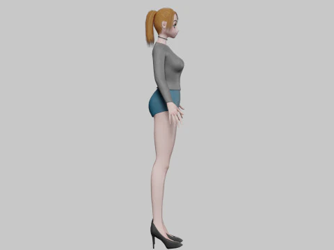 Cute classic girl V20080 3D Model