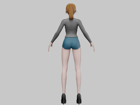 Cute classic girl V20080 3D Model