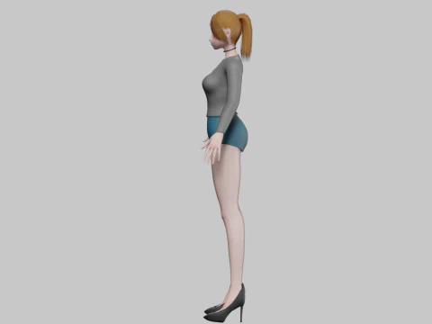 Cute classic girl V20080 3D Model