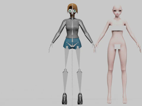 Cute classic girl V20080 3D Model