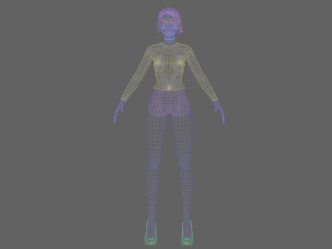 Cute classic girl V20080 3D Model
