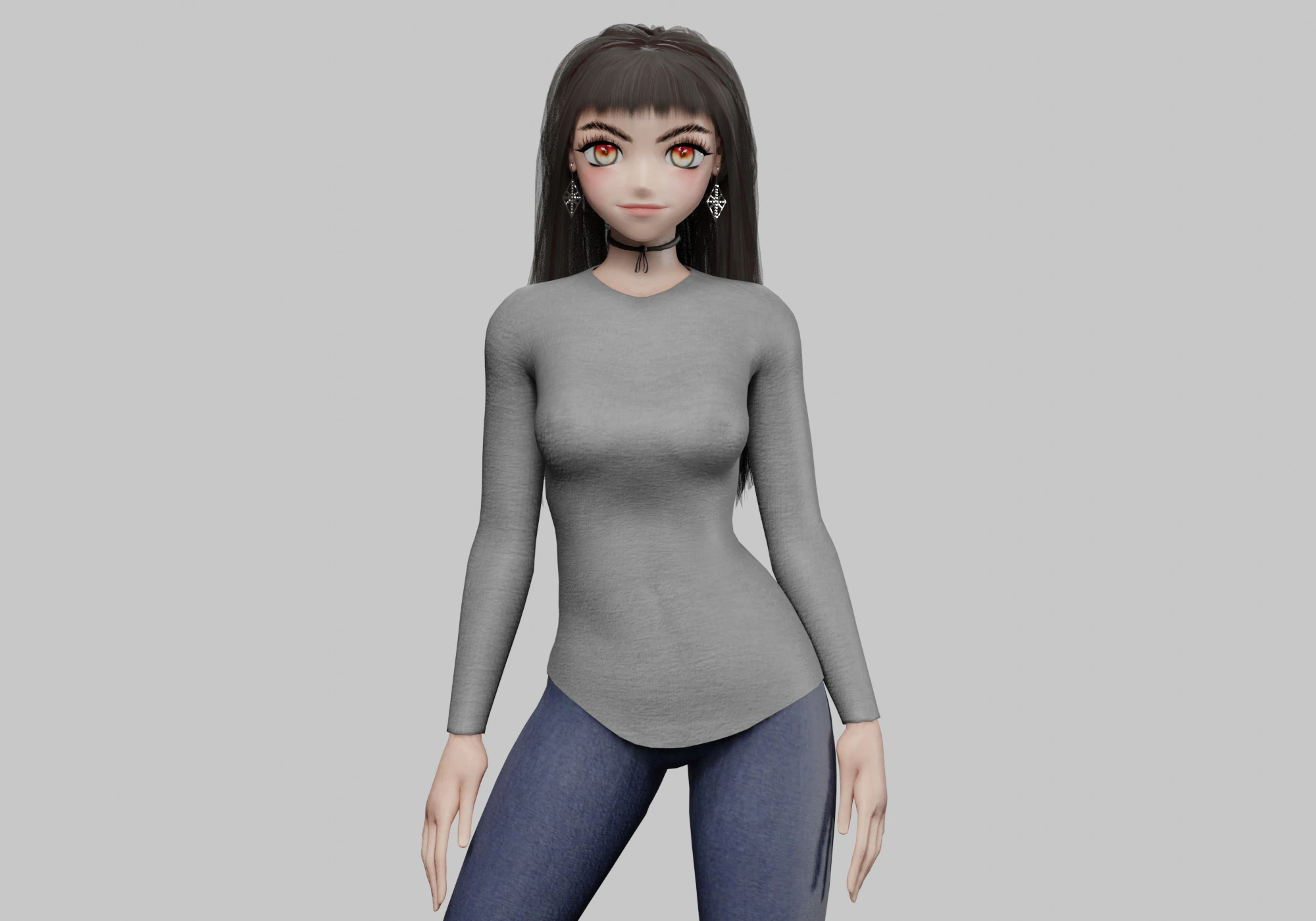 Cute cool girl V34624 3D Model .c4d .max .obj .3ds .fbx .stl .blend 