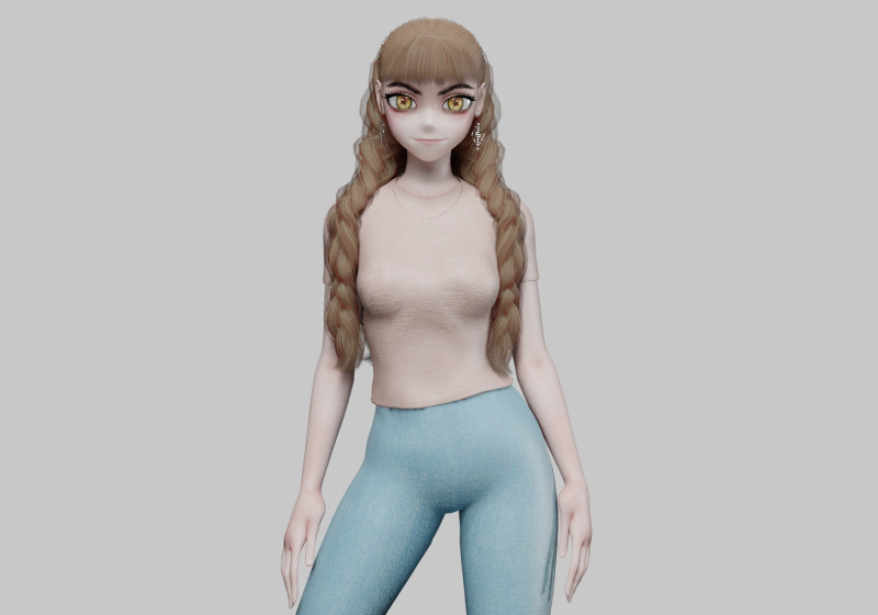 Cute Standard girl V31871 3D Model .c4d .max .obj .3ds .fbx .stl .blend 
