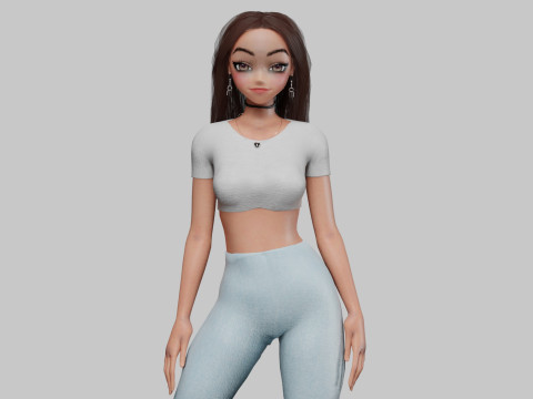 Cute stylized girl V33921 3D Model