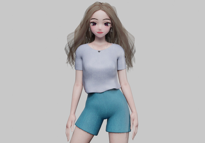 Pretty anime girl V31352 3Dモデル .c4d .max .obj .3ds .fbx .stl .blend