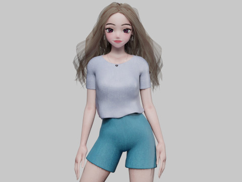 Pretty anime girl V31352 3D 모델