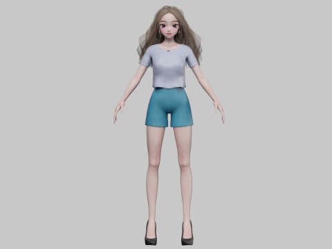 Pretty anime girl V31352 3Dモデル