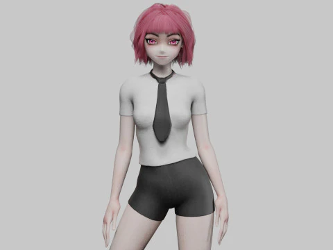 Gadis anime sekolah V31574 Model 3D