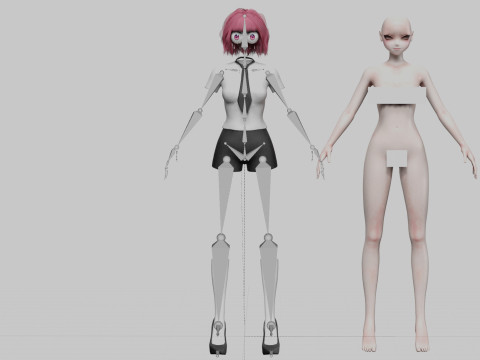 School anime girl V31574 3D Model