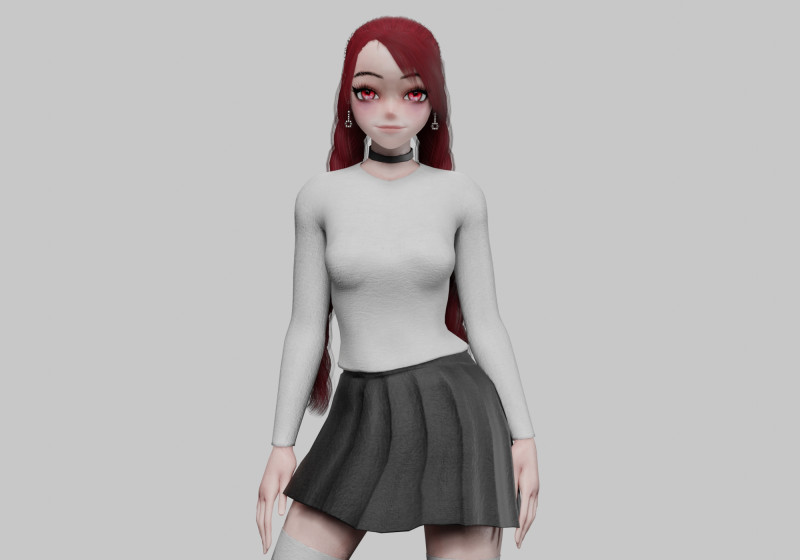 School cute girl V28840 Modelo 3D .c4d .max .obj .3ds .fbx .stl .blend