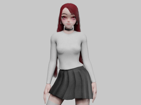School cute girl V28840 3D 模型