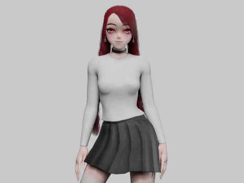 School cute girl V28840 3D Model