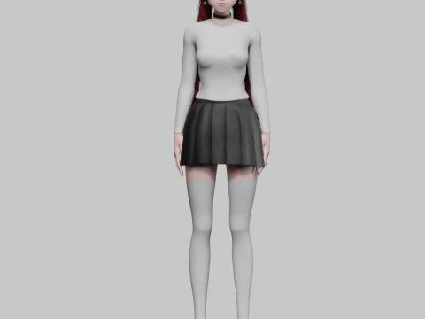 School cute girl V28840 3D Model