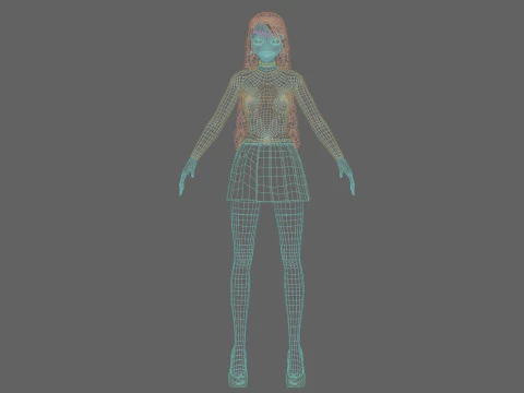 School cute girl V28840 3D Model