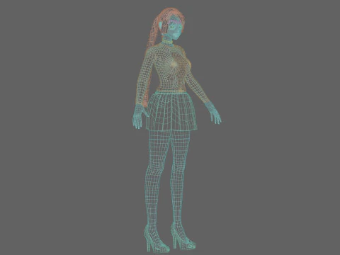 School cute girl V28840 3D Model