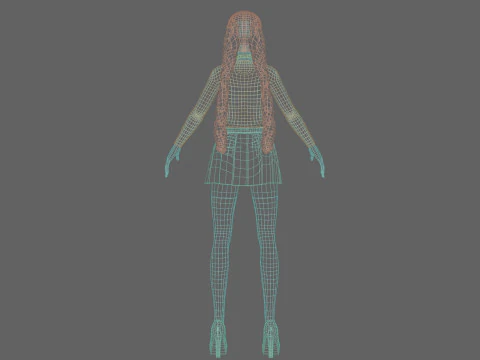 School cute girl V28840 3D Model