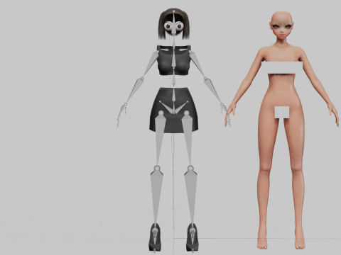 Standard anime girl V18851 3D Model
