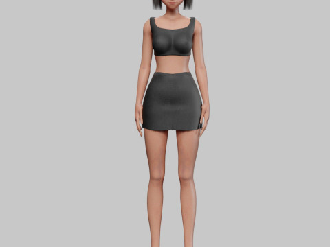 Standard anime girl V18851 3D Model