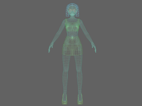 Standard anime girl V18851 3D Model