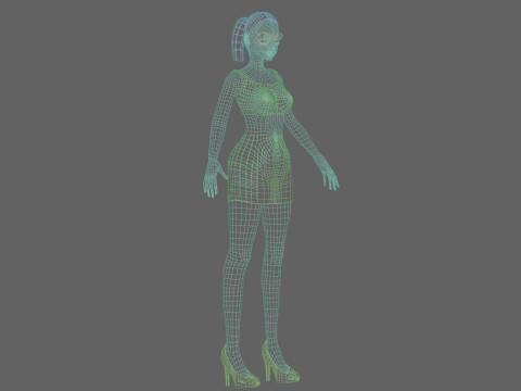 Standard anime girl V18851 3D Model