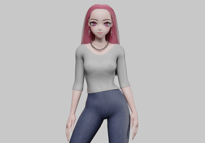 Stylized anime girl V30135 3D 모델 .c4d .max .obj .3ds .fbx .stl .blend 