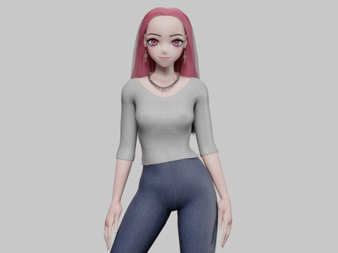 Stylized anime girl V30135 Model 3D