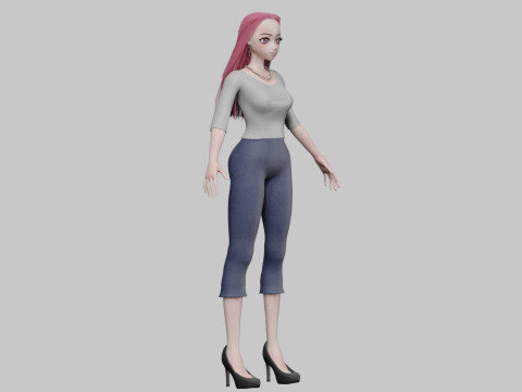 Stylized anime girl V30135 3D 모델