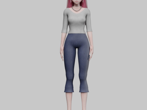 Stylized anime girl V30135 3D 모델