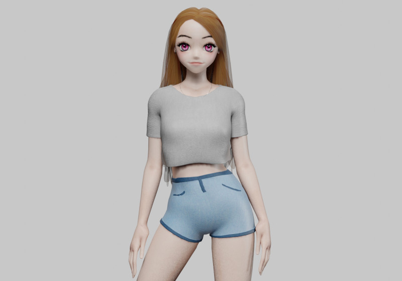 Stylized cute girl V31565 3D Model .c4d .max .obj .3ds .fbx .stl .blend 