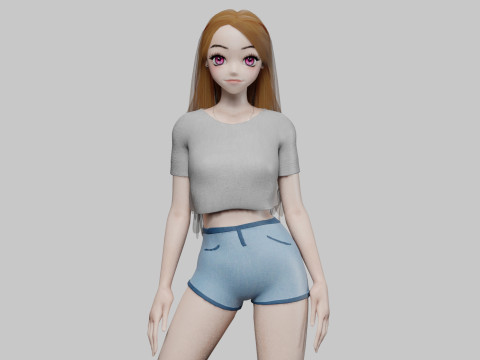 Stylized cute girl V31565 3D Model