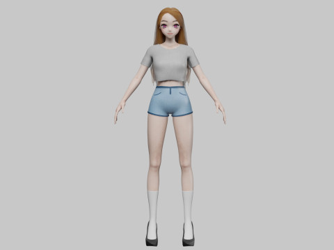 Stylized cute girl V31565 3D Model