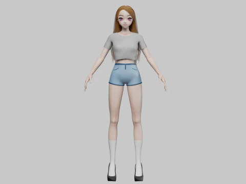 Stylized cute girl V31565 3D Model