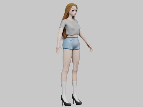 Stylized cute girl V31565 3D Model