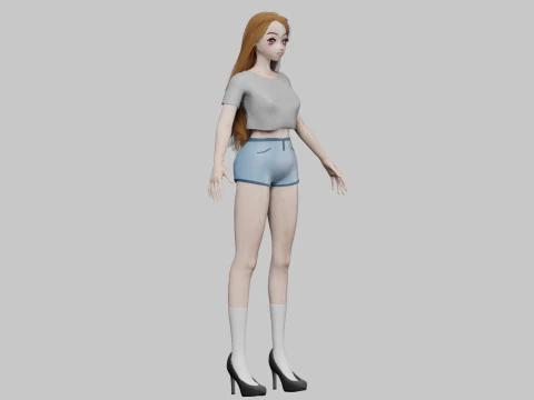Stylized cute girl V31565 3D Model