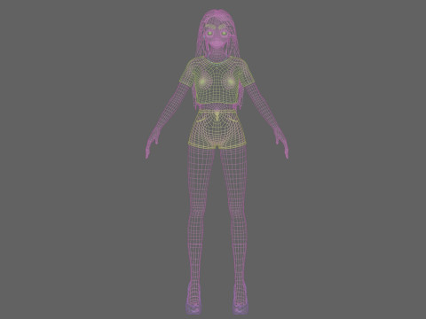 Stylized cute girl V31565 3D Model