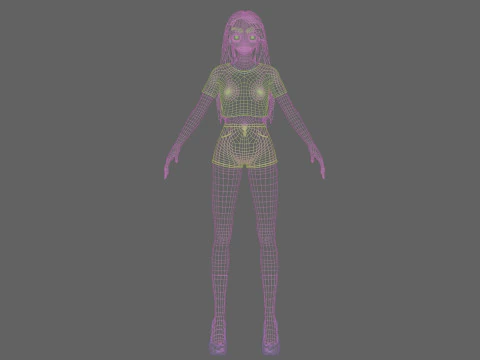 Stylized cute girl V31565 3D Model