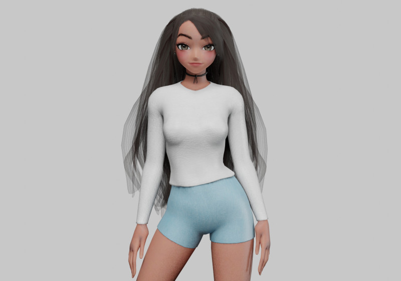 Sweet anime girl V28586 Modelo 3D .c4d .max .obj .3ds .fbx .stl .blend 