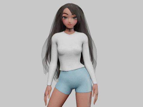 Sweet anime girl V28586 3D Model