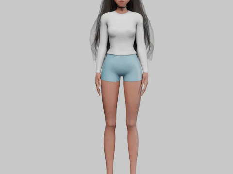 Sweet anime girl V28586 3D Model